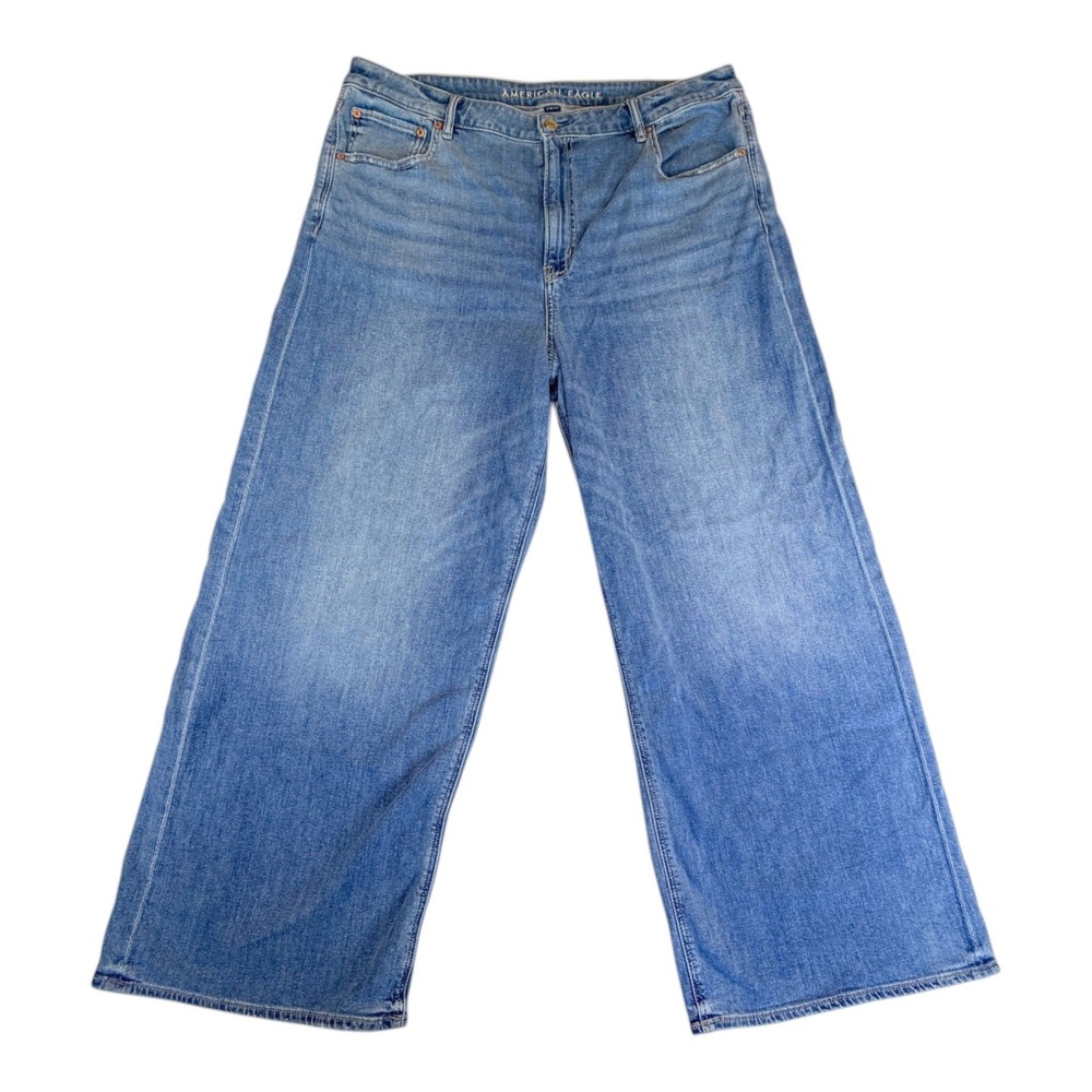 American Eagle Super High-Rise Baggy Wide Leg Jeans Medium Wash Size 18 Regular